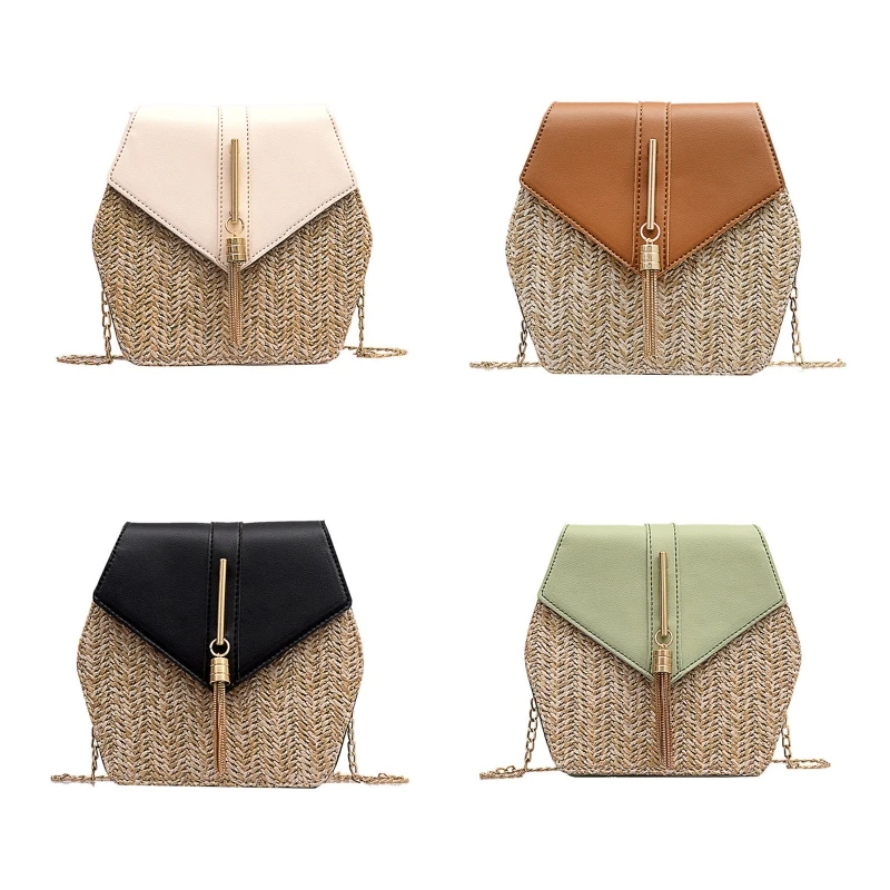 

Летняя Пляжная Соломенная Сумочка, соломенная сумка через плечо для женщин, соломенный клатч через плечо