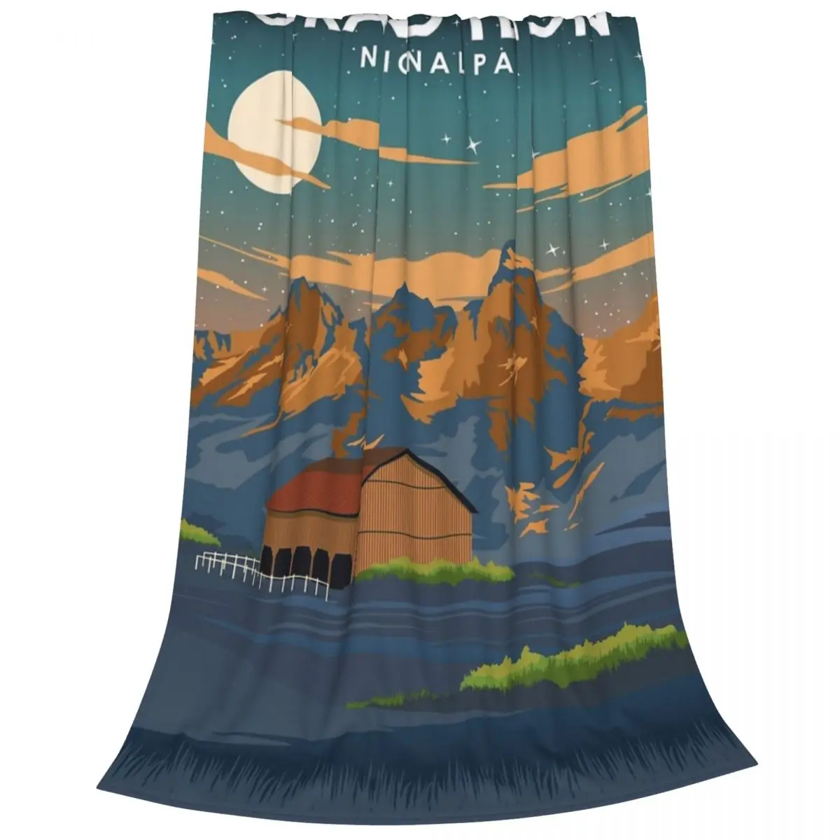 Винтажный минималистичный ретро плед Grand Teton National Park At Night покрывало на кровать