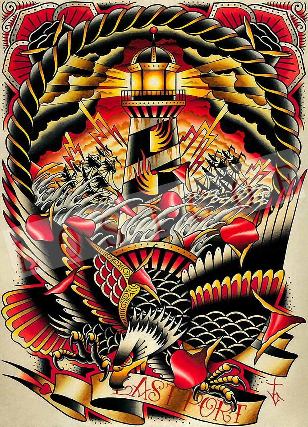 Высококачественная винтажная крафт-бумага живопись основные татуировки принты