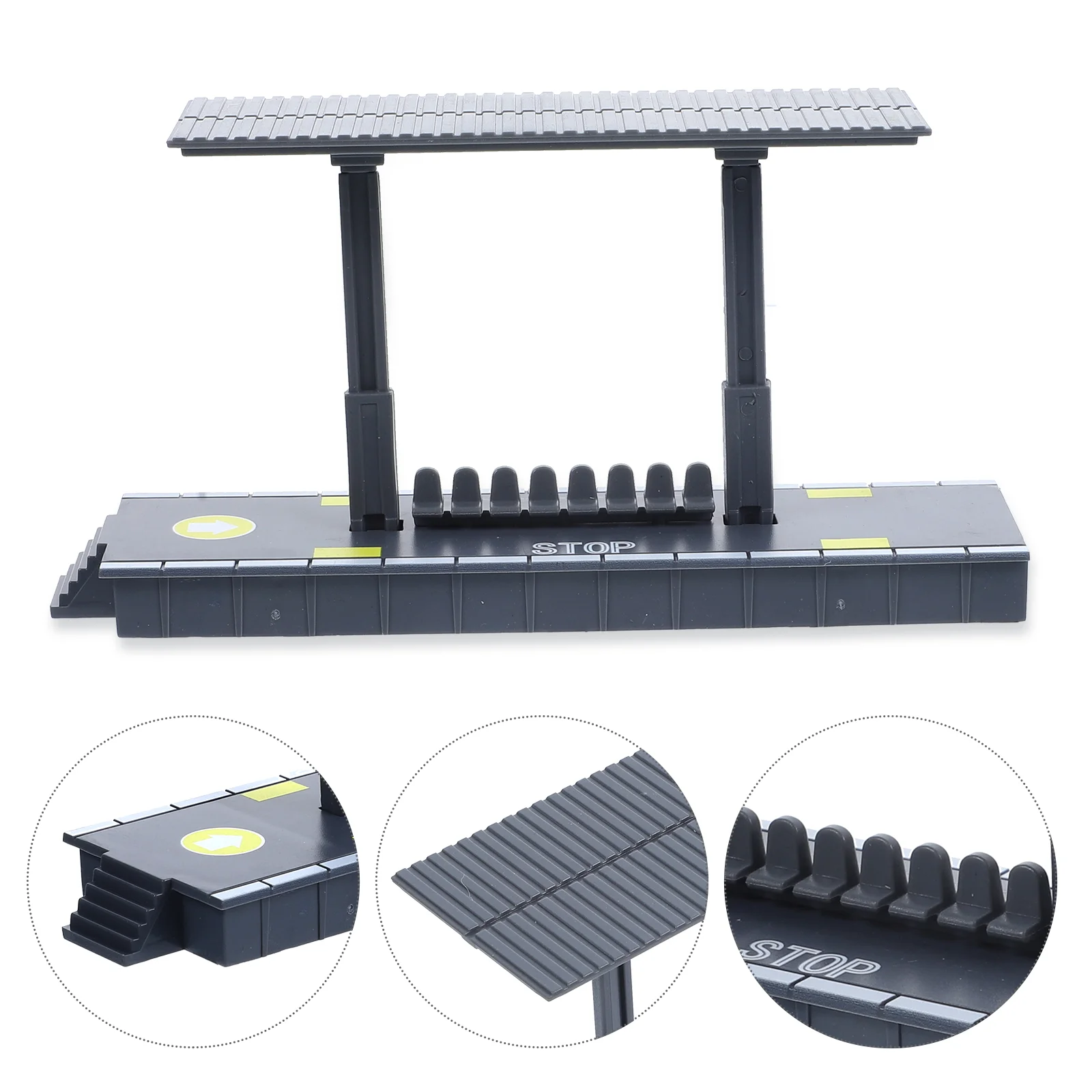 

2 Pcs Playset Accessories Assembled Rail Transit Platform Shelters Track 15X7.3X4CM Grey Plastic