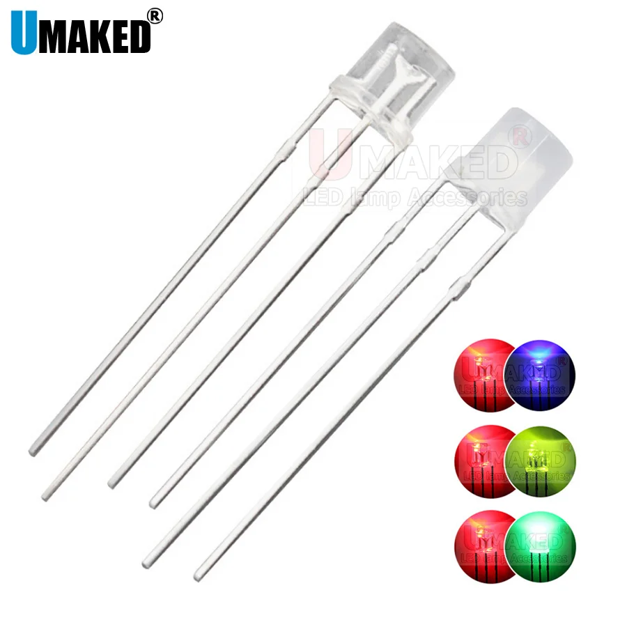 

Full colors Diffused RGB LED, 5mm 4.8mm Straw Hat , common anode Common Cathode diode