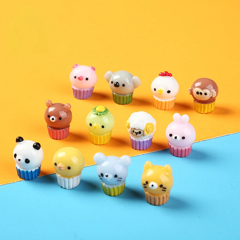 

10 шт. милые миниатюрные полимерные 3D фигурки животных, поделки, скрапбукинг, аксессуары, миниатюрные плоские украшения для кукольного домика