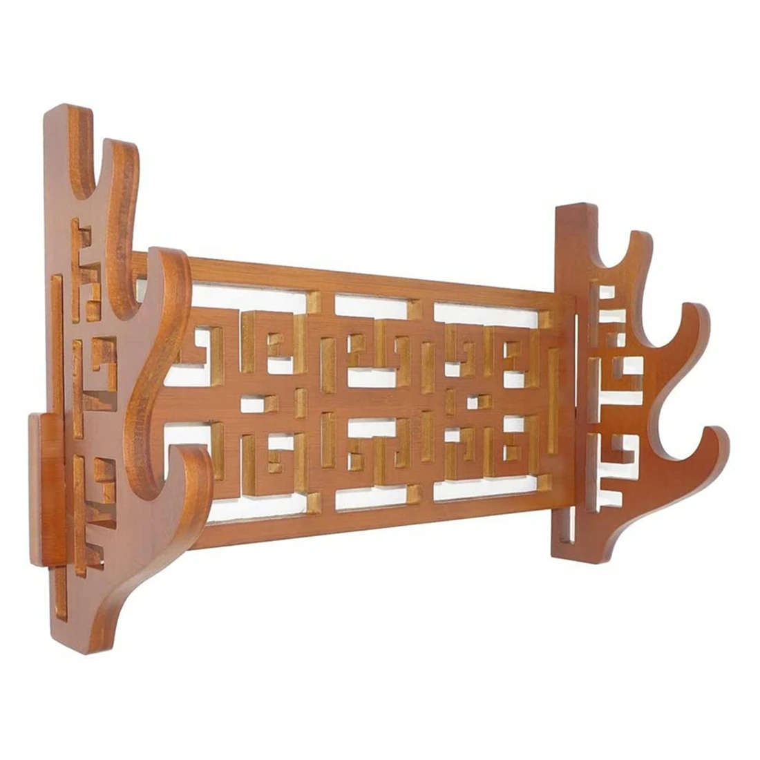 

3 Tier Bamboo Sword Holder Wall Mount Display Stand Samurai Sword Rack Hanger for Katana Wakizashi Tanto Genji