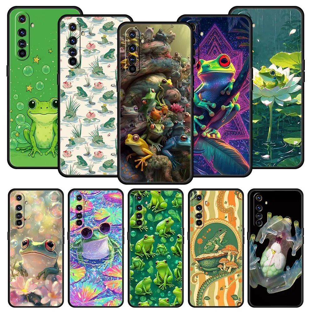Фото Мягкий чехол из ТПУ для Realme C67 C63 C55 C53 C25 C21 10 11 12 13 GT 2 3 5 Pro Plus 5G, противоударный чехол для телефона, чехол с реалистичным принтом лягушки №1