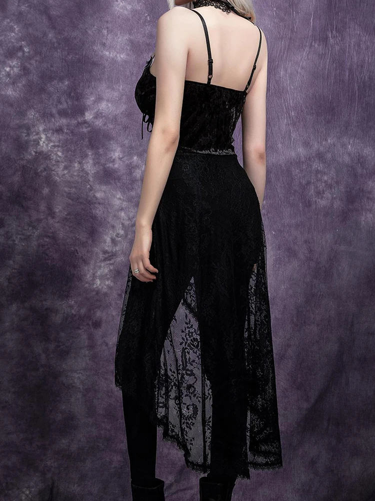 Женский кружевной топ-бюстье Goth Dark готический Длинный с прозрачными вставками