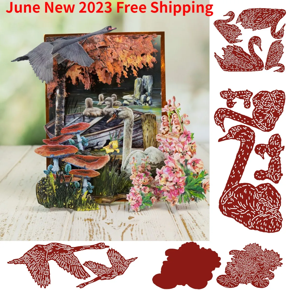 

Duck Goose Flower 2023 New Metal Cutting Dies Craft Embossing Make Paper Greeting Card Making Template DIY Handmade