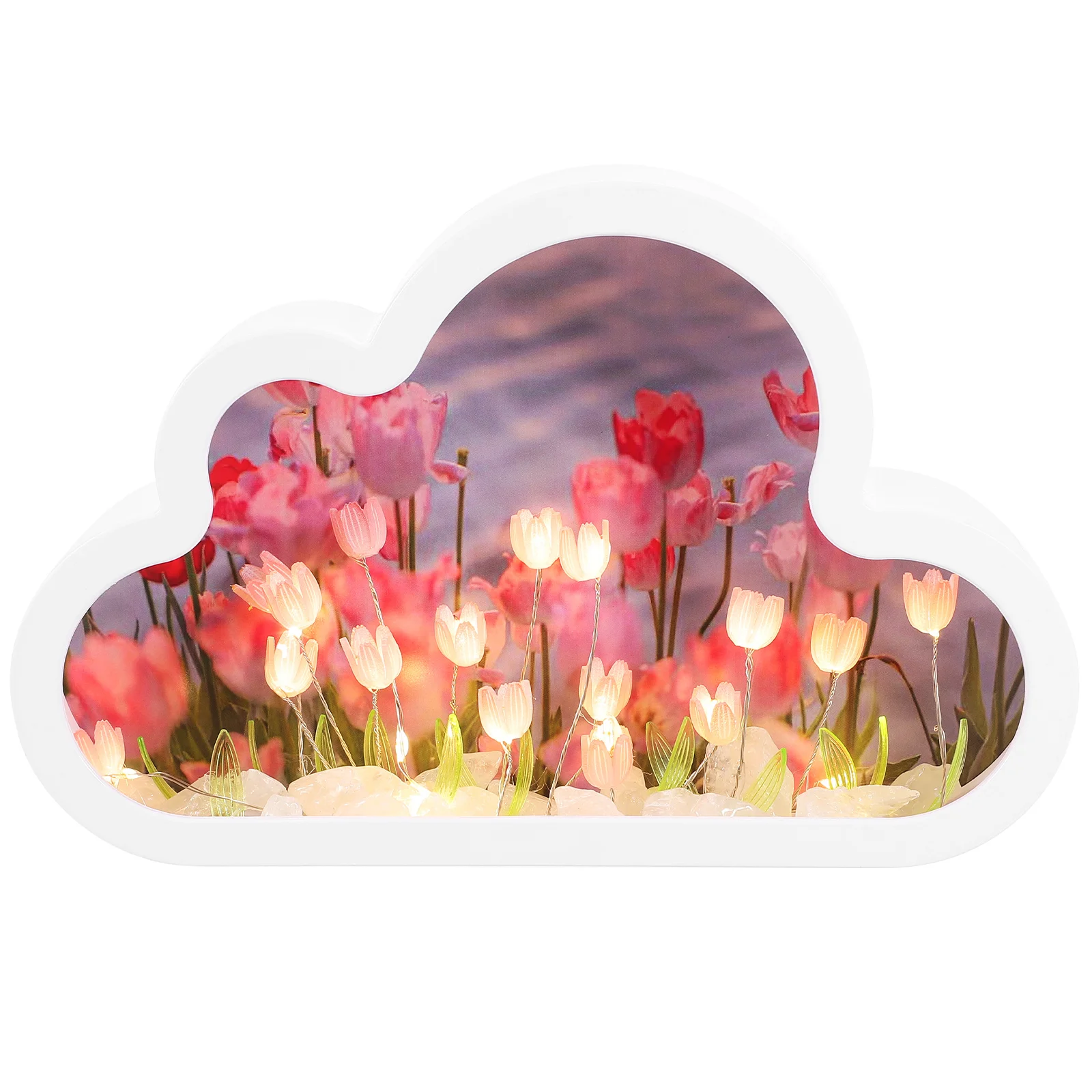 

1 Set Unfinished Mirror Cloud Night Lamp Bedroom Tulip Night Light Ornament