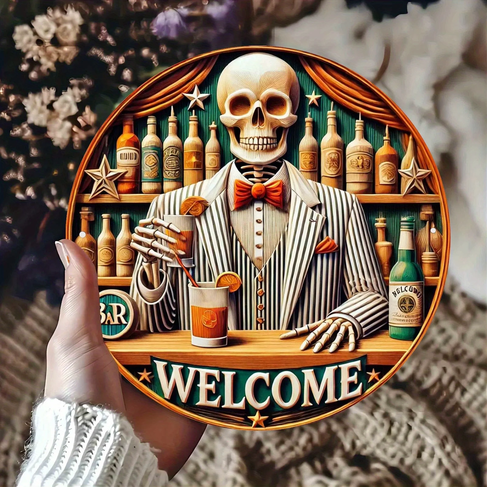 Алюминиевый приветственный знак с винтажным дизайном бармена праздничным