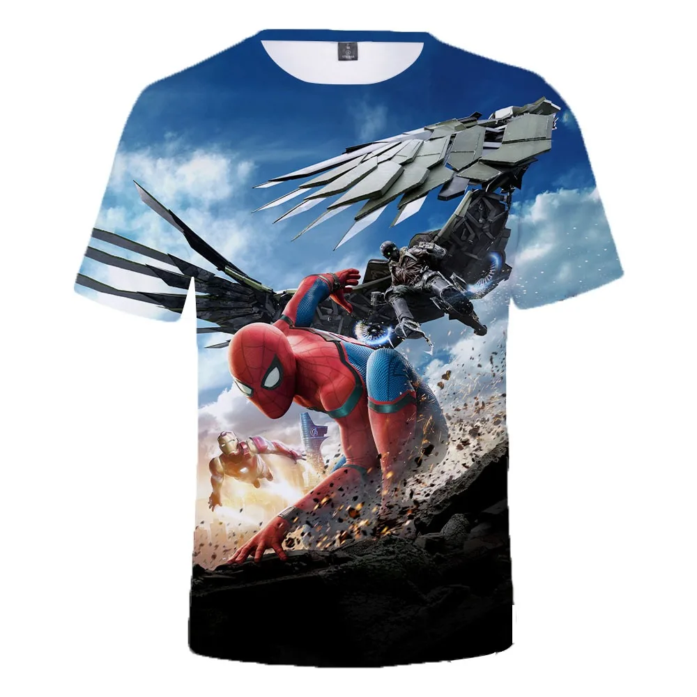 

Летняя повседневная мужская рубашка с 3D-принтом Человека-паука, Мужская футболка с коротким рукавом в стиле Харадзюку, Свободный Топ