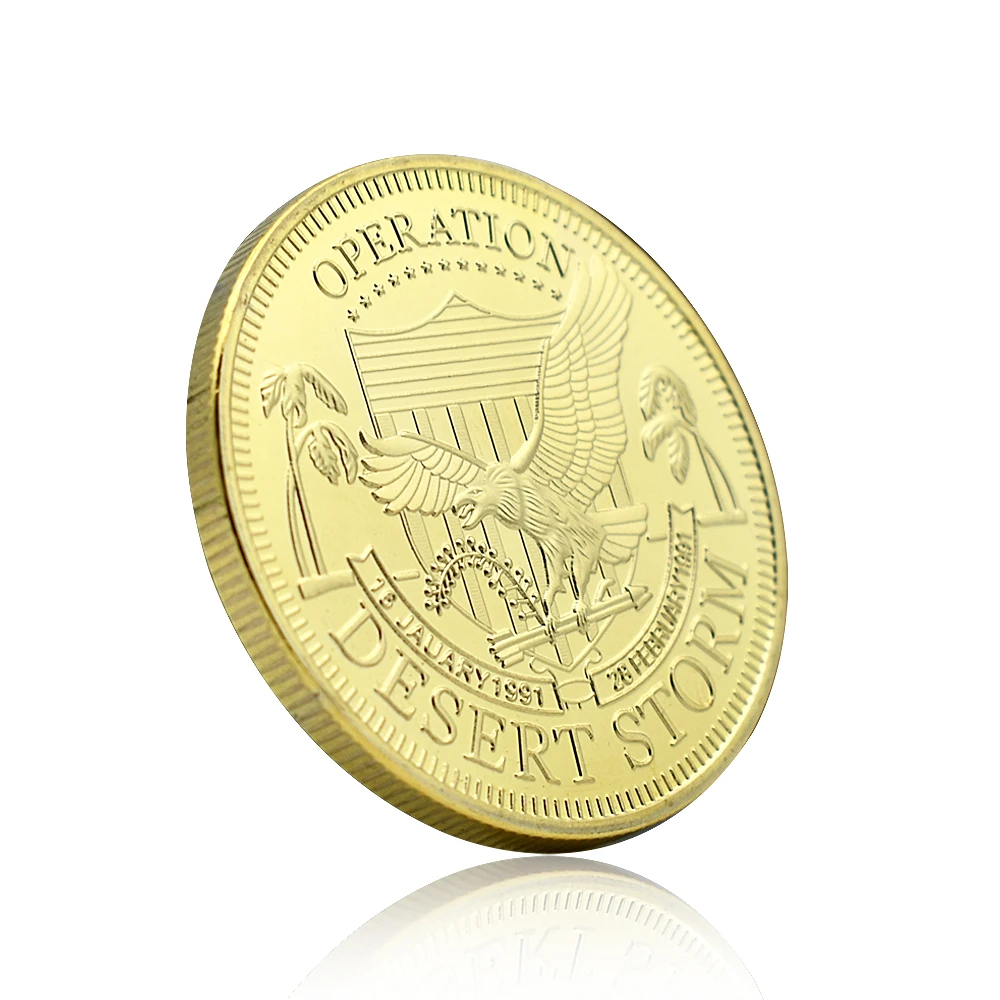 Монета США в виде пустыни, шторма, золотая монета, позолоченная памятная медаль, коллекционные вещи