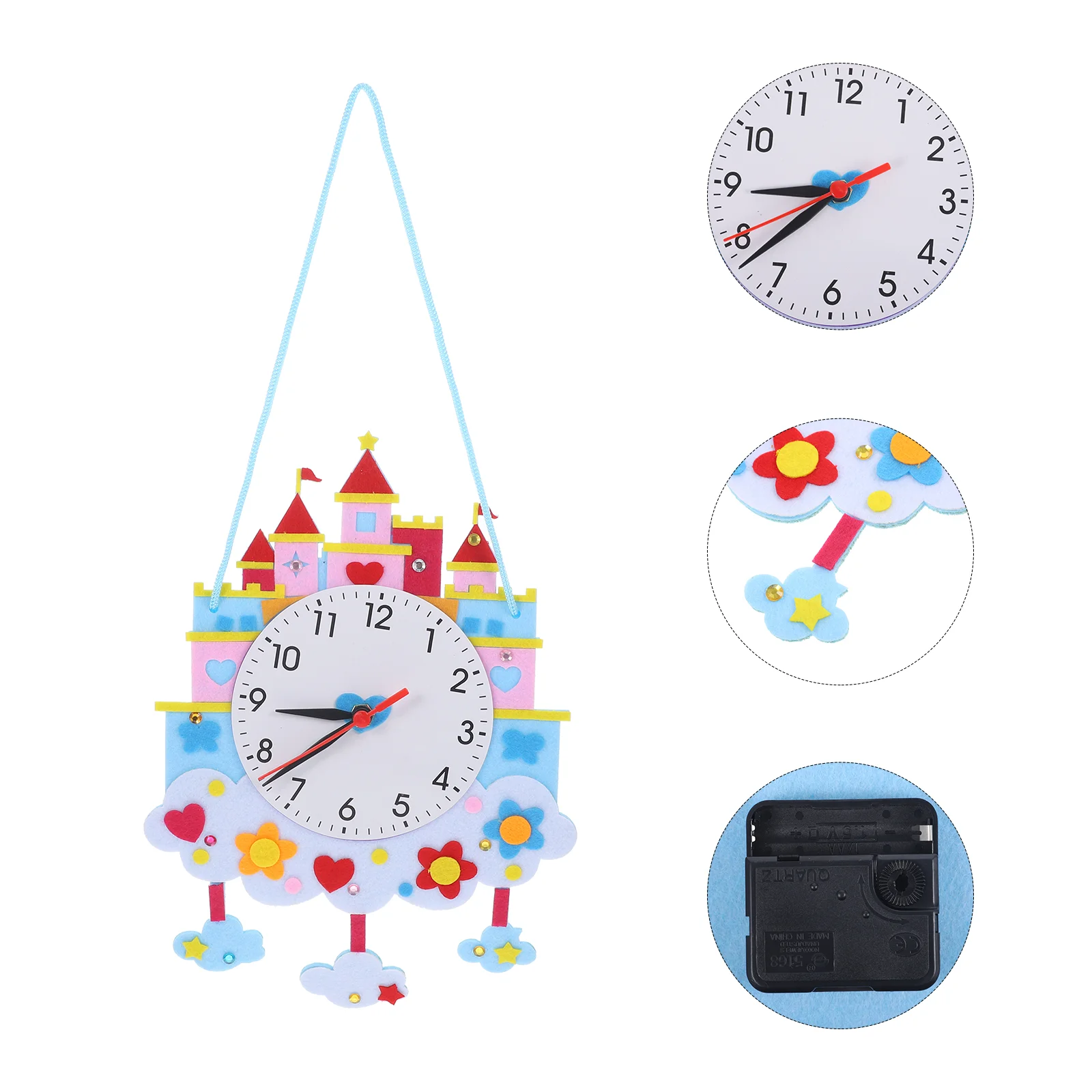 

Clock Diy Material Woven Kit Non Kids Making Craft Crafts Decors Pendant Creative Cartoon Fabric Party Ornament Colorful Hanging