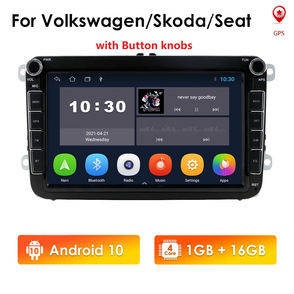 

2GB 32GB 8'' Android 10 2 Din Car Radio GPS Navigation For VW/Volkswagen/Golf/Polo/Tiguan/Passat/b7/b6/leon/Skoda/Octavia WIFI