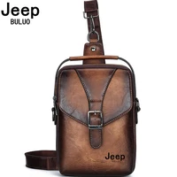 jeep buluo fashion multifunction crossbody shoulder bags unisex couples waist pack bag casual brand men leather sling chest bag