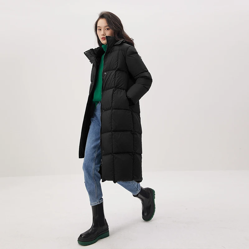 Thick New Casacos De Inverno Feminino 2022  90% White Goose Down  Long Coat High Street  Wide-waisted Pockets  Abrigos De Mujer