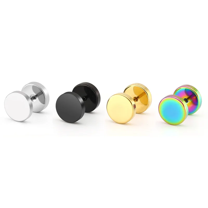 

New Titanium Steel Stainless Steel Fine Needle Round Cake Earrings Fashionable and Anti Allergy Earring