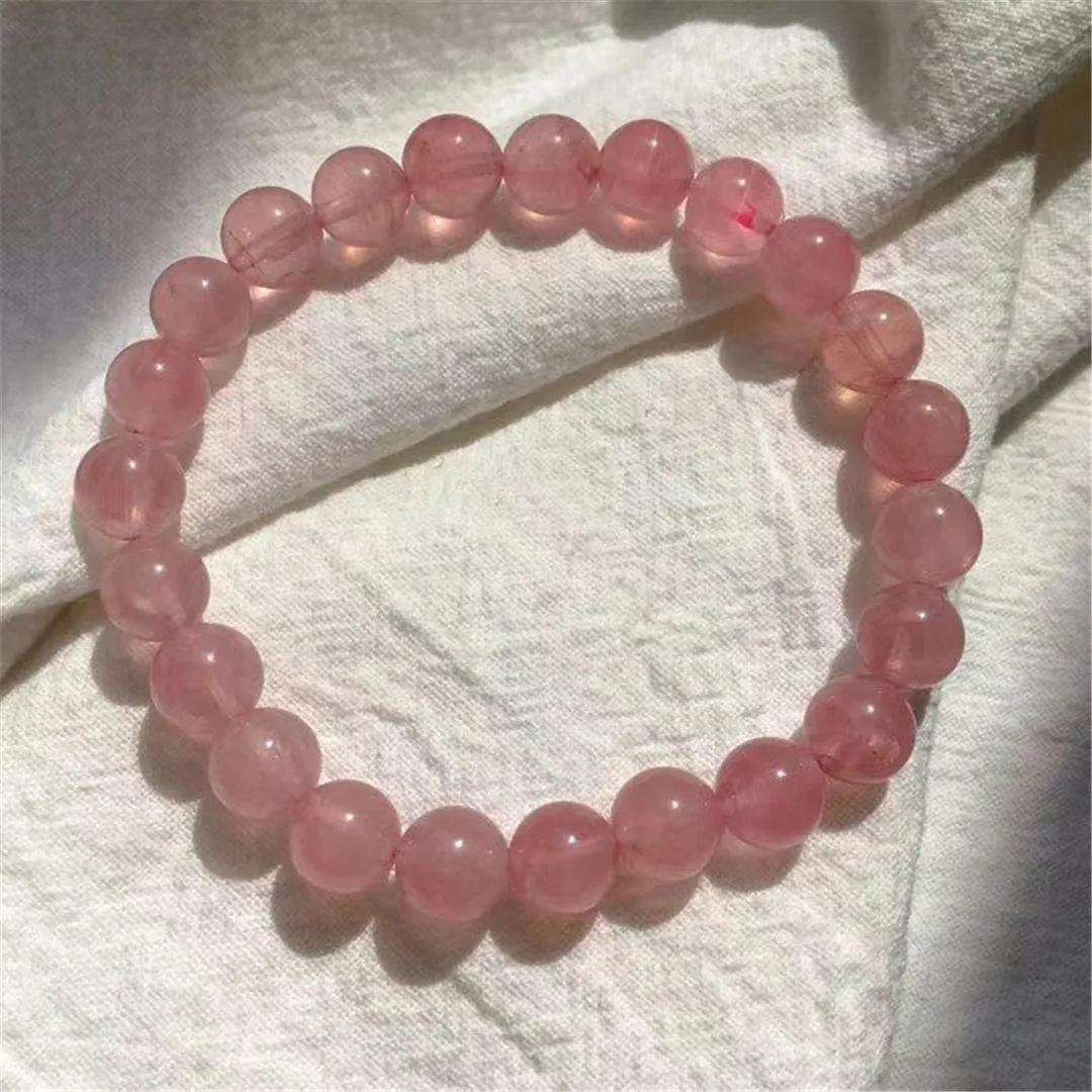 

Браслет из натурального розового кварца, 8 мм