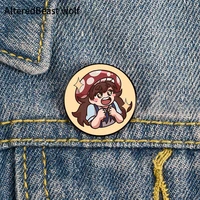 maia poggu mushroom printed pin custom funny brooches shirt lapel bag cute badge cartoon jewelry gift for lover girl friends