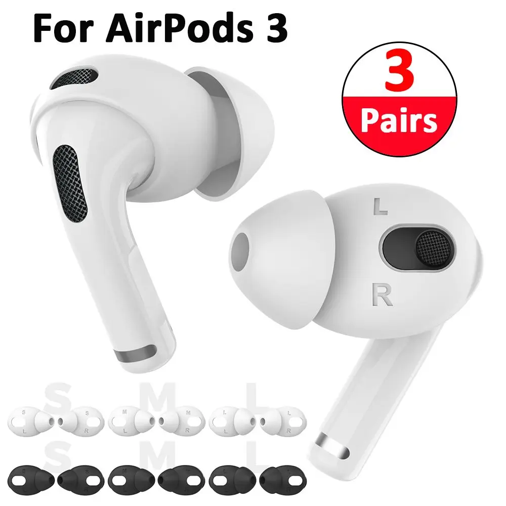 3Pairs Anti Slip Protective Replacement Ultra Thin Case Cover Eartips Silicone Earbuds For AirPods 3