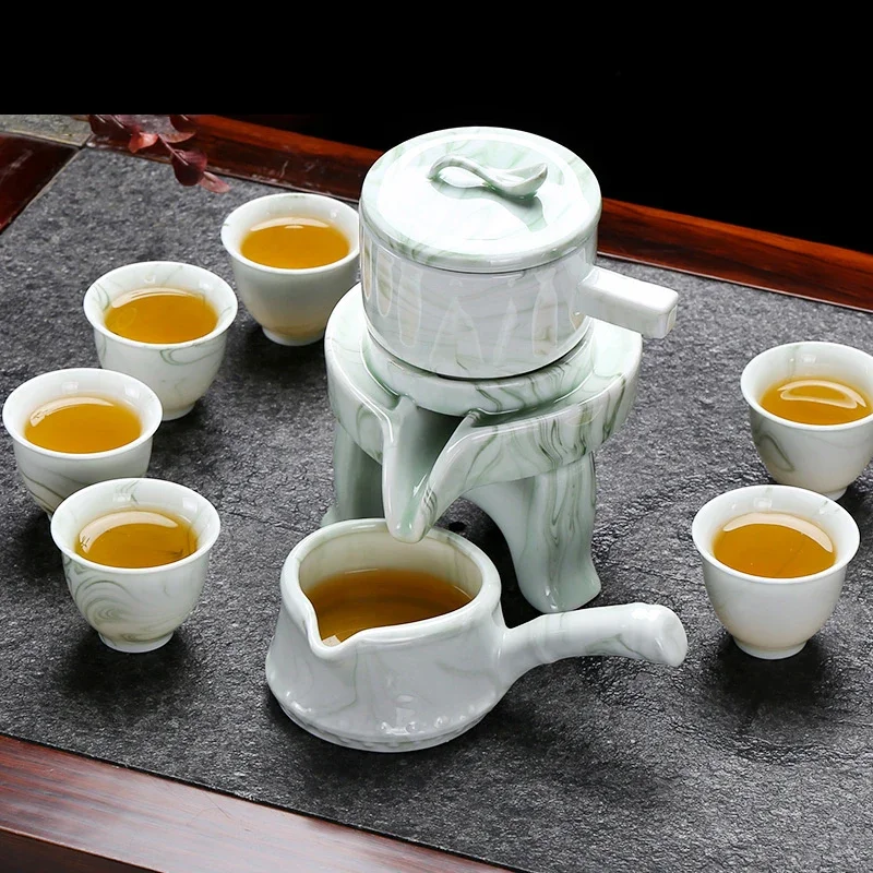 

Marble Stripes Tea Set Stone Grinding Semi-automatic Tea Set Coffee Teapot Ceramic and Pottery Cups and Mugs Teacups Teaware Bar