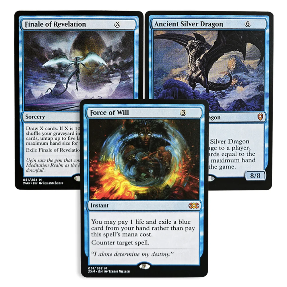 Фото Редкие эксклюзивные магические голографические игровые карты TCG - Финал Откровения/Древний Серебряный Дракон/Сила Воли - Игрушки, хобби, подарки для мальчиков №1