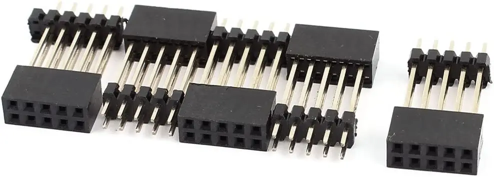 

Keszoox 5 Pcs 2mm Pitch 2x5 Pin Female Dual Row Gold Straight Header Strip