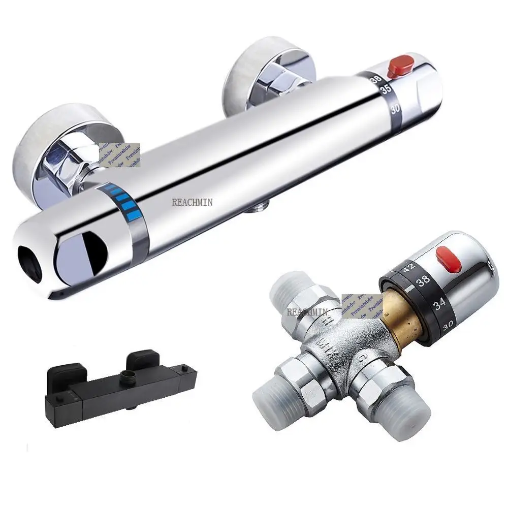 

Thermostatic Mixing Valve Chrome Zinc Brass Wall Mount Constant Temperature Control Valve Hot Cold Mixer Solar Water Heater