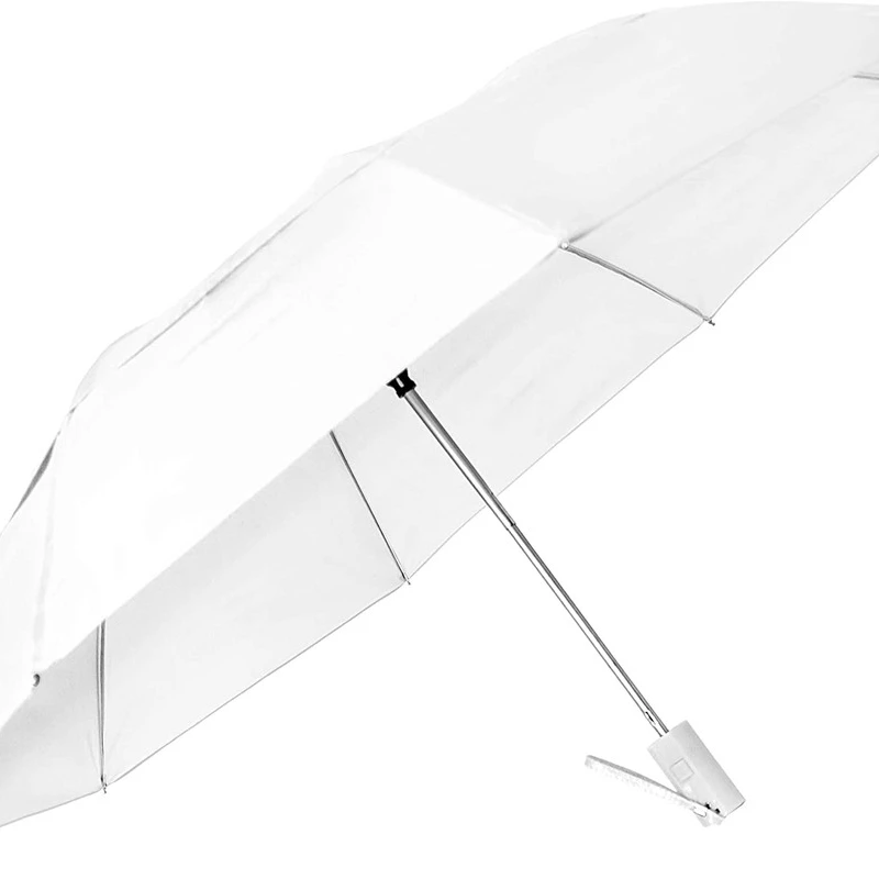 

The Vented Windproof Travel Umbrella Compact Mini Small Sturdy Automatic Open for Men Women and Kids White with Matching case 12