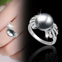 leeker 2020 new gray white pearl rings solid crystal party wedding rings jewelry for women wholesale gifts zd1 lk8