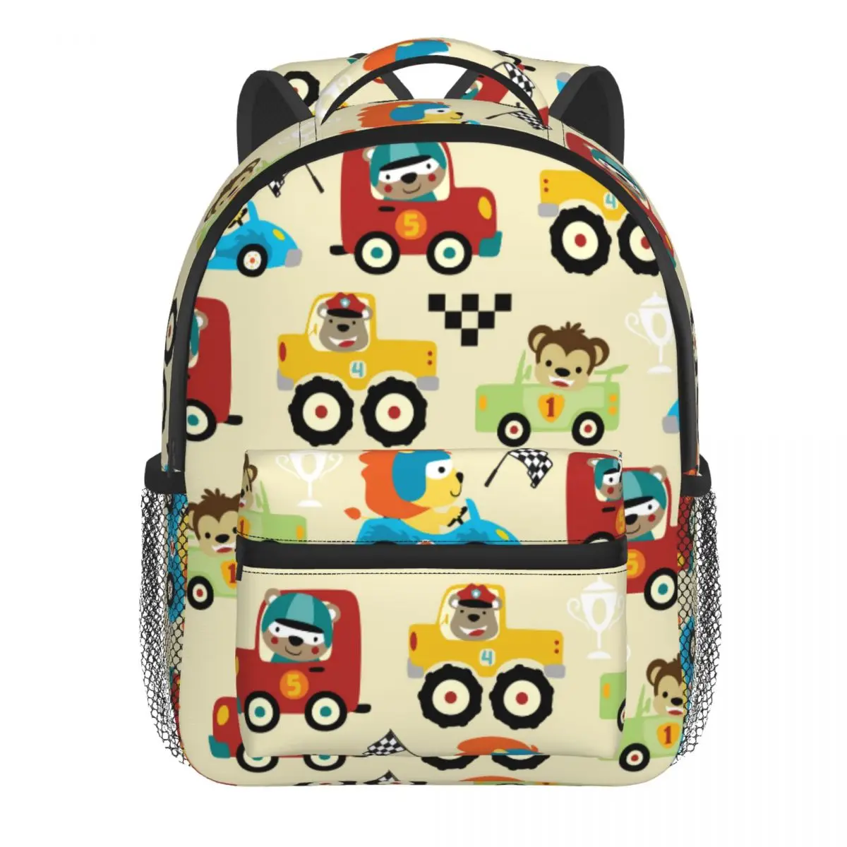 Cartoon Car Racing With Funny Racer Baby Backpack Kindergarten Schoolbag Kids Children School Bag