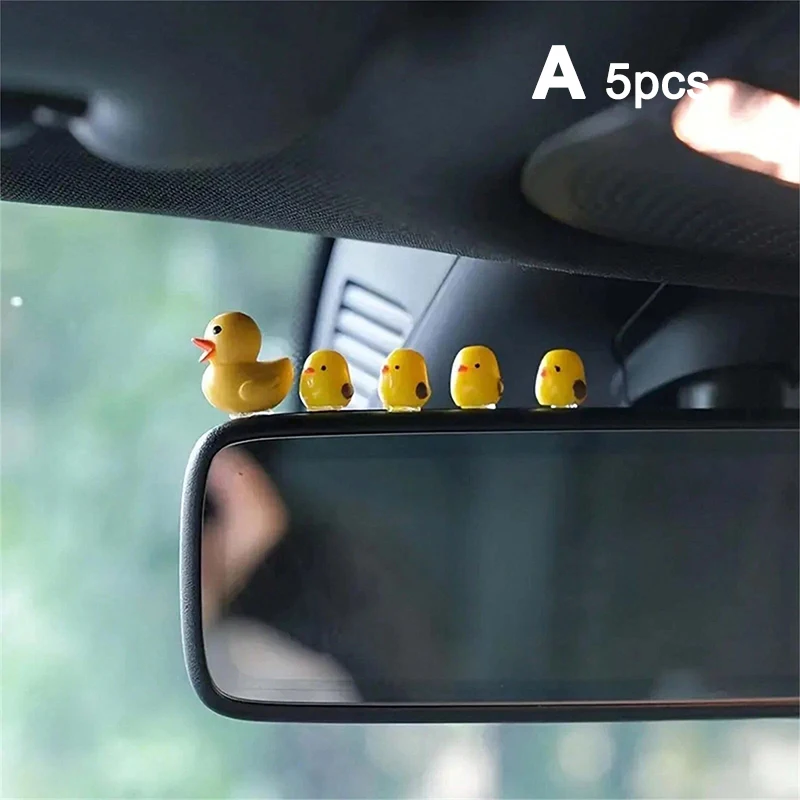 

Набор Из 5 Миниатюрных Желтых Уточек Для Декора Автомобиля: Украшения Для Зеркала Заднего Вида, Приборной Панели, Аксессуары