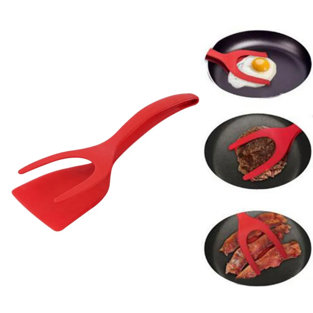 

1PCS Fried Egg Clip 2 In 1 Multifunctional Non-Stick Food Clip Tongs Fried Egg Cooking Pancake Spatula Pizza Barbecue Omelet