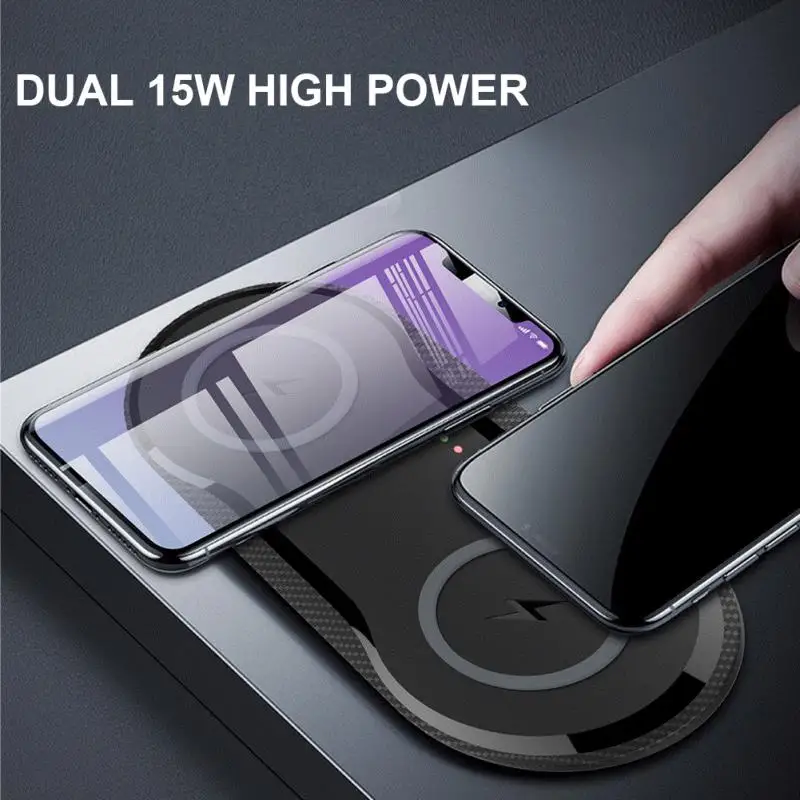 

30W Dual Seat QI Wireless Charger 2 in 1 Fast Charging Pad Desktop Charger for iPhone 13 12 11 XS MAX XR X 8 Samsung S20 S21