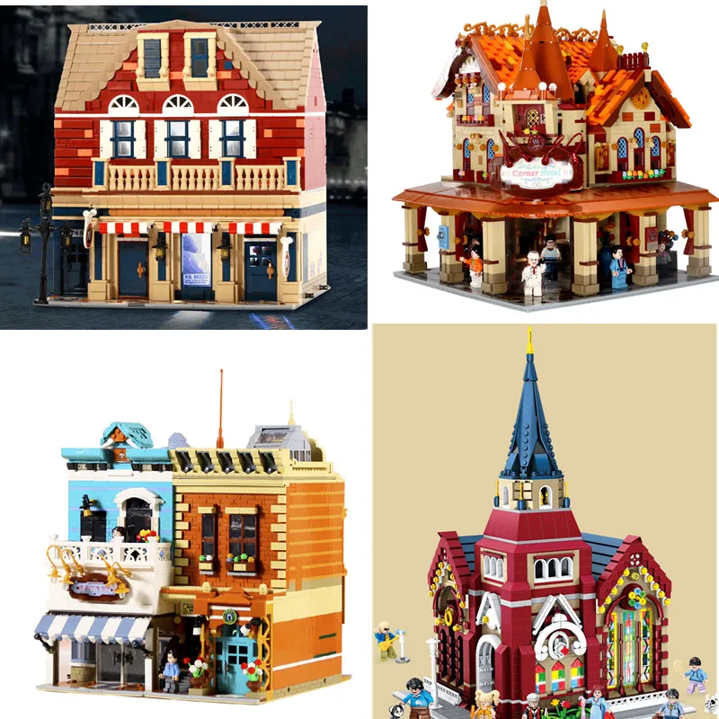 

Mailackers City House The Bakery and Barber Shop Building Blocks City Street View Store Bricks Toys Christmas Gift for Kids