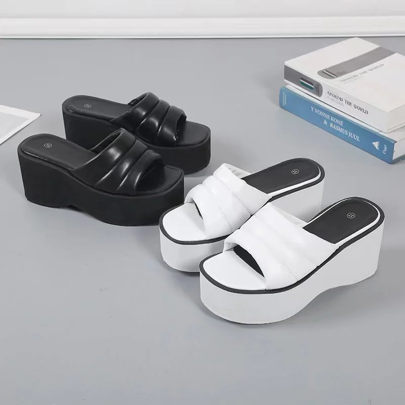 2023 Summer New Women Slippers Brand Thick Sole Wedges Platform Sandals Ladies Casual High Heel Fashion Slippers Big Size 35-43