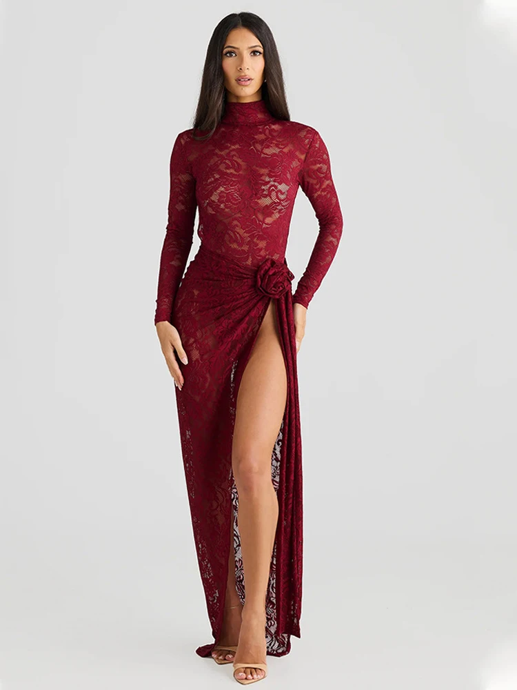 Fantoye сексуальная прозрачная кружевная женская юбка с высоким разрезом костюм