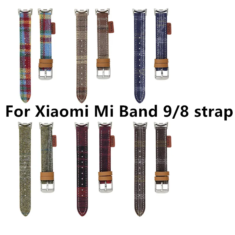 Оригинальный ремешок для браслета Xiaomi Mi Band 9 8 модный кожаный сменный браслет Miband