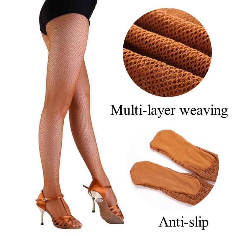 

Durable Multi-layer Waving Hard Mesh Fishnet Tights Women Professional Latin Dance Pantyhose Sexy Stockings