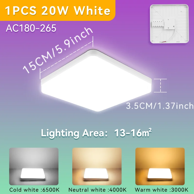 

Квадратные LED потолочные светильники 20/30/40/50 Вт, белый
