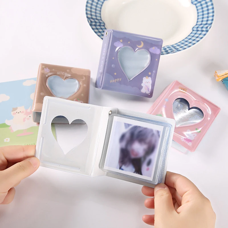 3Inch Photo Album Jelly Color Love Heart Hollow Name Card Holder 36 Pockets Photo Holder Business Card Bag Mini Photocard Holder