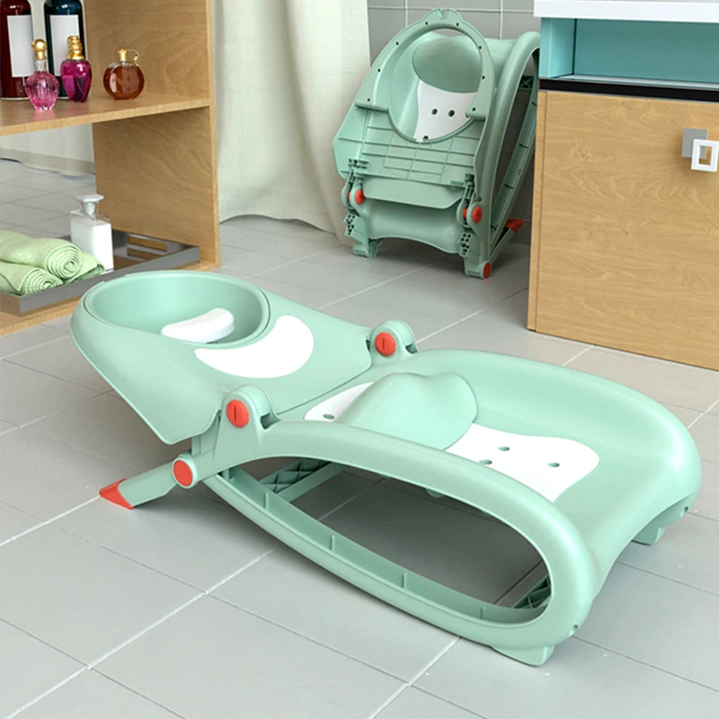 3-8Years Baby Folding Shampoo Chair Baby Hair Wash Cartoon Cute Shampoo Recliner Baby Kid Bath Comfortable Shampoo Chair Bebes