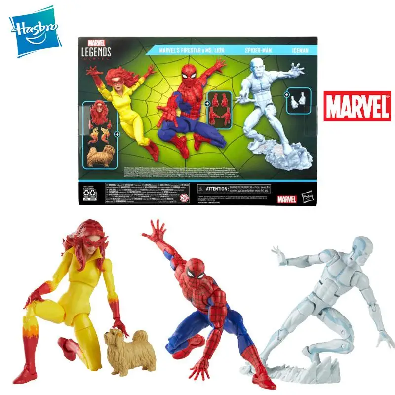 

Hasbro Marvel Legends Spider-Man and His Amazing Friends Spider Man Iceman Firestar 6" Action Figures Collection Toys Doll Model