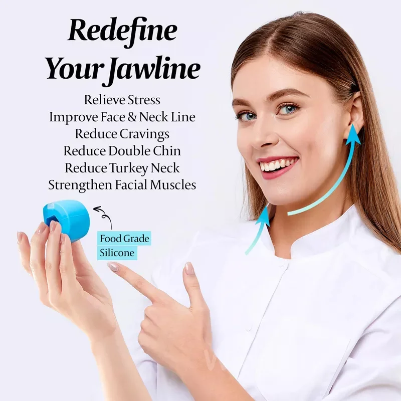 New in Exercise Ball Pop N Go Mouth Jawline Exerciser Food Grade Silicone Gel JawLine Muscle Training Double Chin Remover Neck S