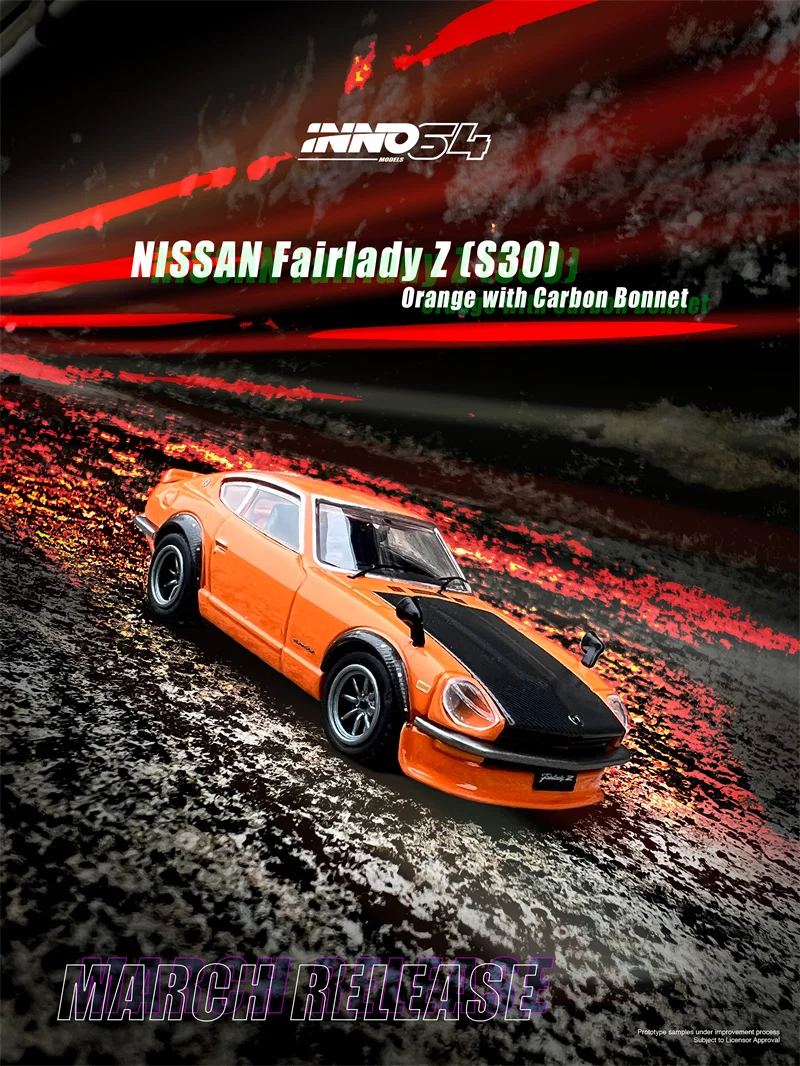 

INNO 1:64 NISSAN FAIRLADY Z S30 оранжевый с карбоновой крышкой литая модель автомобиля
