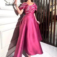 purple a line evening dress off the shoulder sequined satin dubai evening gown floor length formal arabic prom party dresses