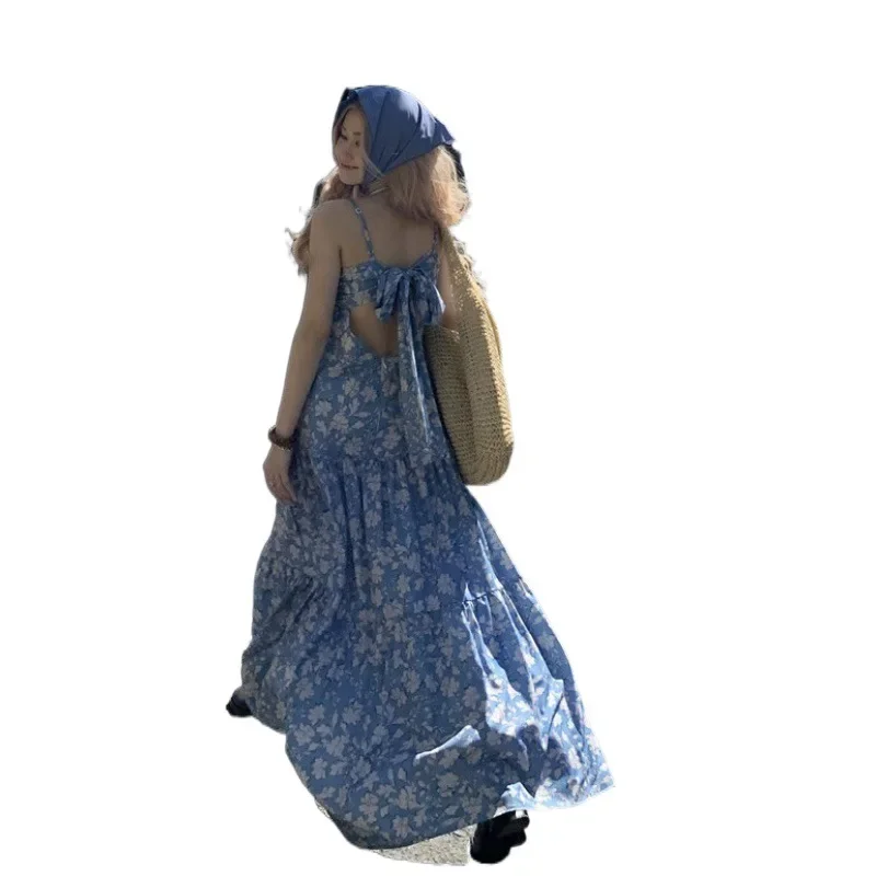 Милое фрагментированное платье-майка с открытой спиной женское элегантное