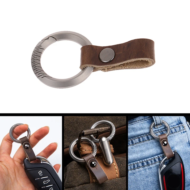 Титановый сплав кожаный поясной ремень с пряжкой брелок для автомобиля кулон EDC