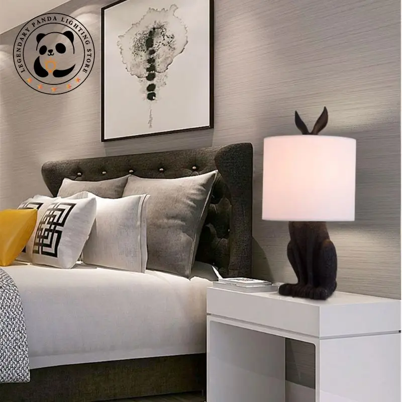 Современная простота настольная лампа креативный маскированный кролик из смолы