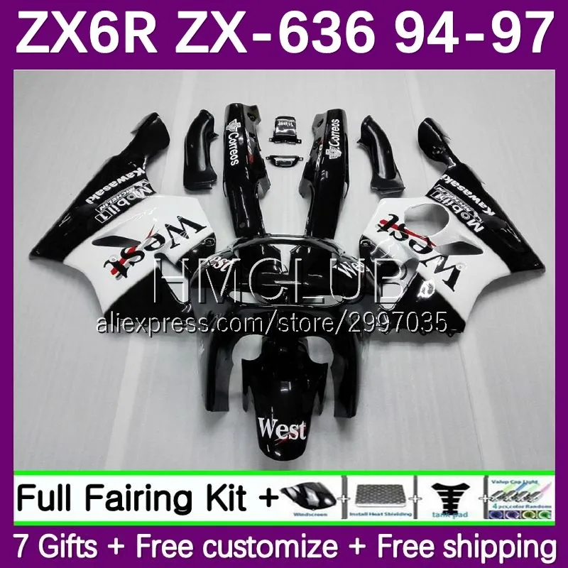 

Корпус для KAWASAKI NINJA ZX 6R 636 600CC ZX636 ZX-6R 70No.2 ZX-636 1994 1995 1996 ZX6R 94 95 96 97 обтекатель черный Западный