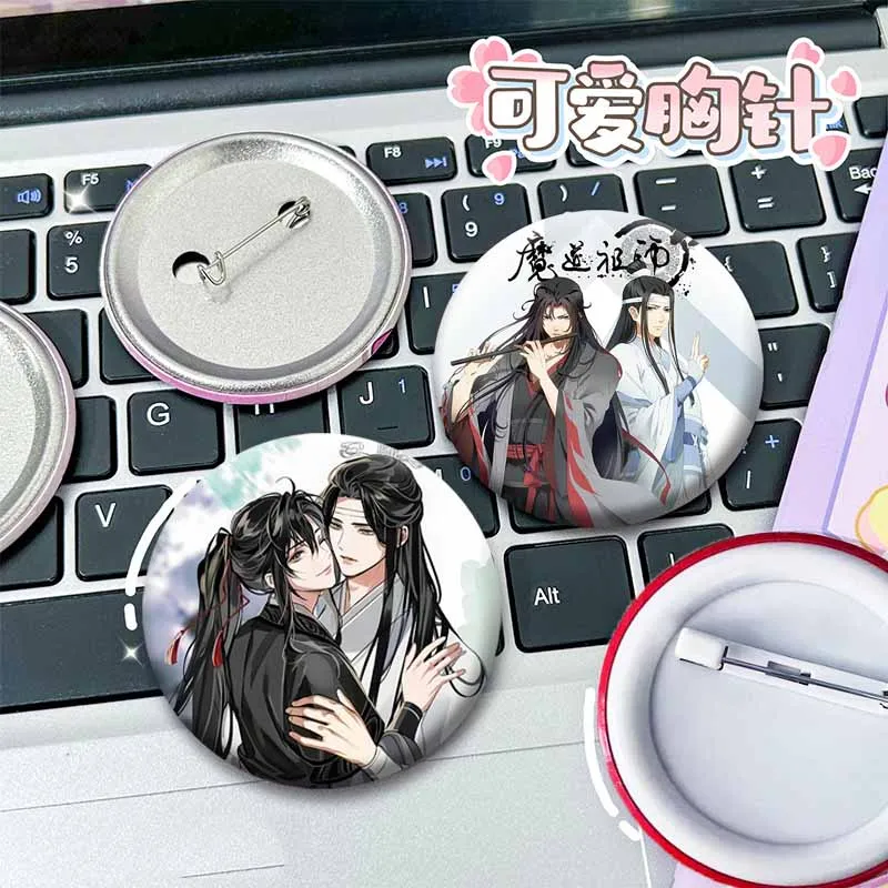 Фото Mo Dao Zu Shi милый значок аниме Lan Wangji Wei Wuxian Icons круглая брошь мультфильм косплей мягкие кнопки булавки ювелирные аксессуары №2