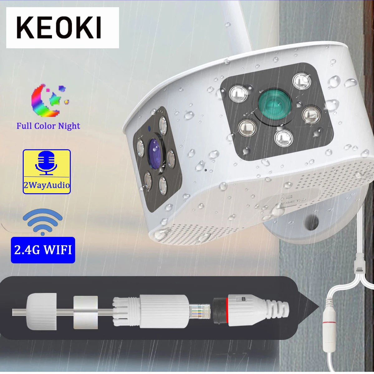 

Keoki 6MP 4K Dual-Lens IP Camera WiFi CCTV Security Cameras Color Night Vision 8X Digital Zoom PTZ Outdoor Surveillance Camera